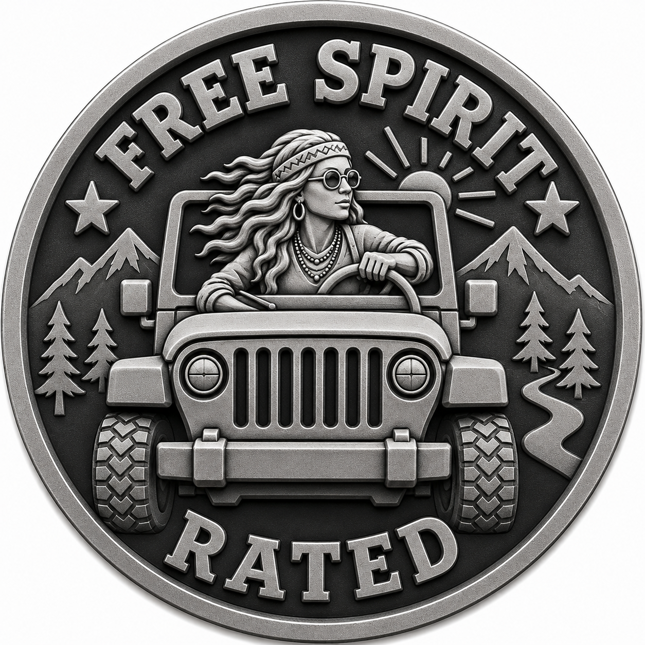 Free Spirit Rated Jeep Badge