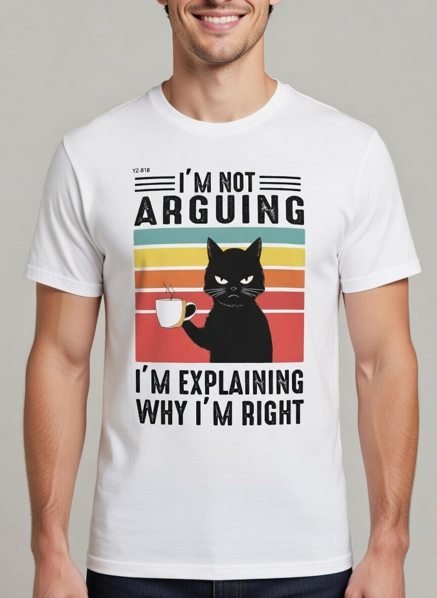 I’m Not Arguing – Black Cat Retro Coffee Tee