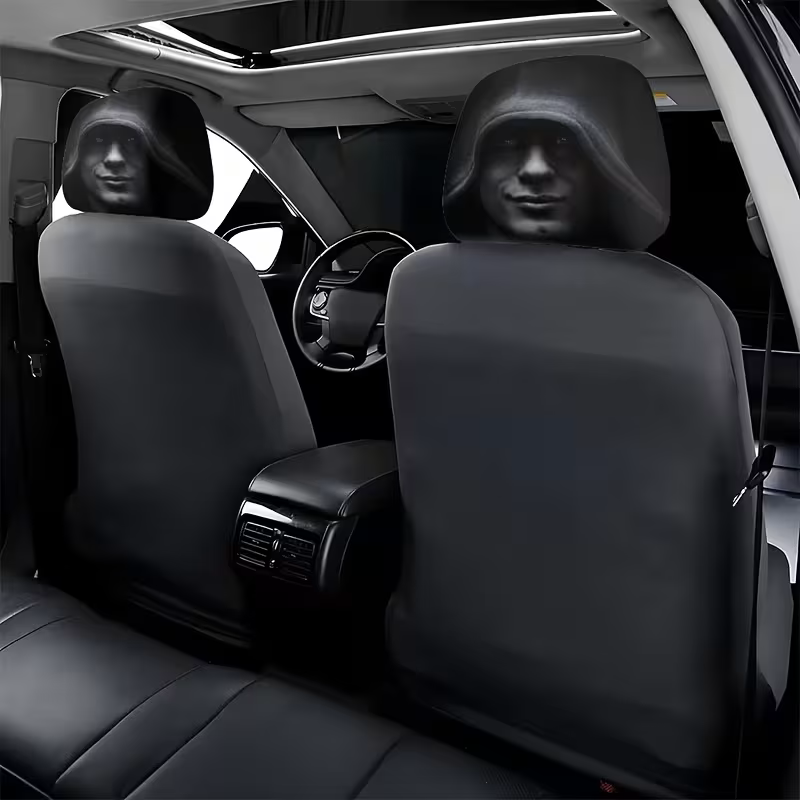 Hooded Figure Car Headrest Covers – Realistic Illusion Set (2‑Pack)