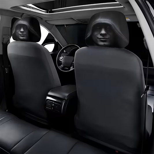Hooded Figure Car Headrest Covers – Realistic Illusion Set (2‑Pack)
