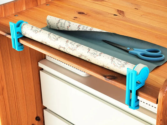 3D Printed Gift Wrap Roll Holder — Table Edge Clamp for Wrapping Paper