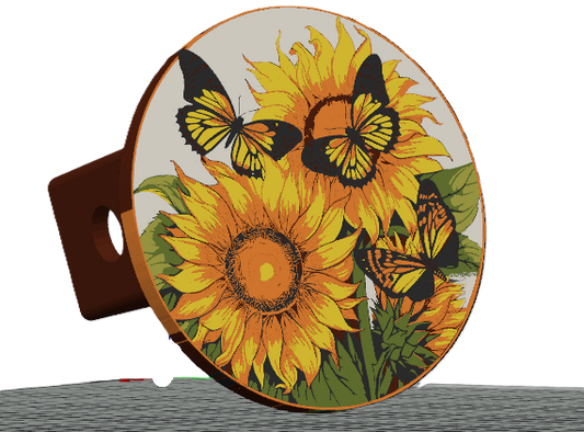 Sunflower & Butterfly Hitch Cover — 3D Printed Trailer Hitch Plug