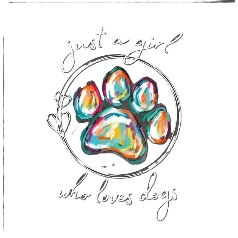 Just a Girl Who Loves Dogs – Colorful Paw Print Tee