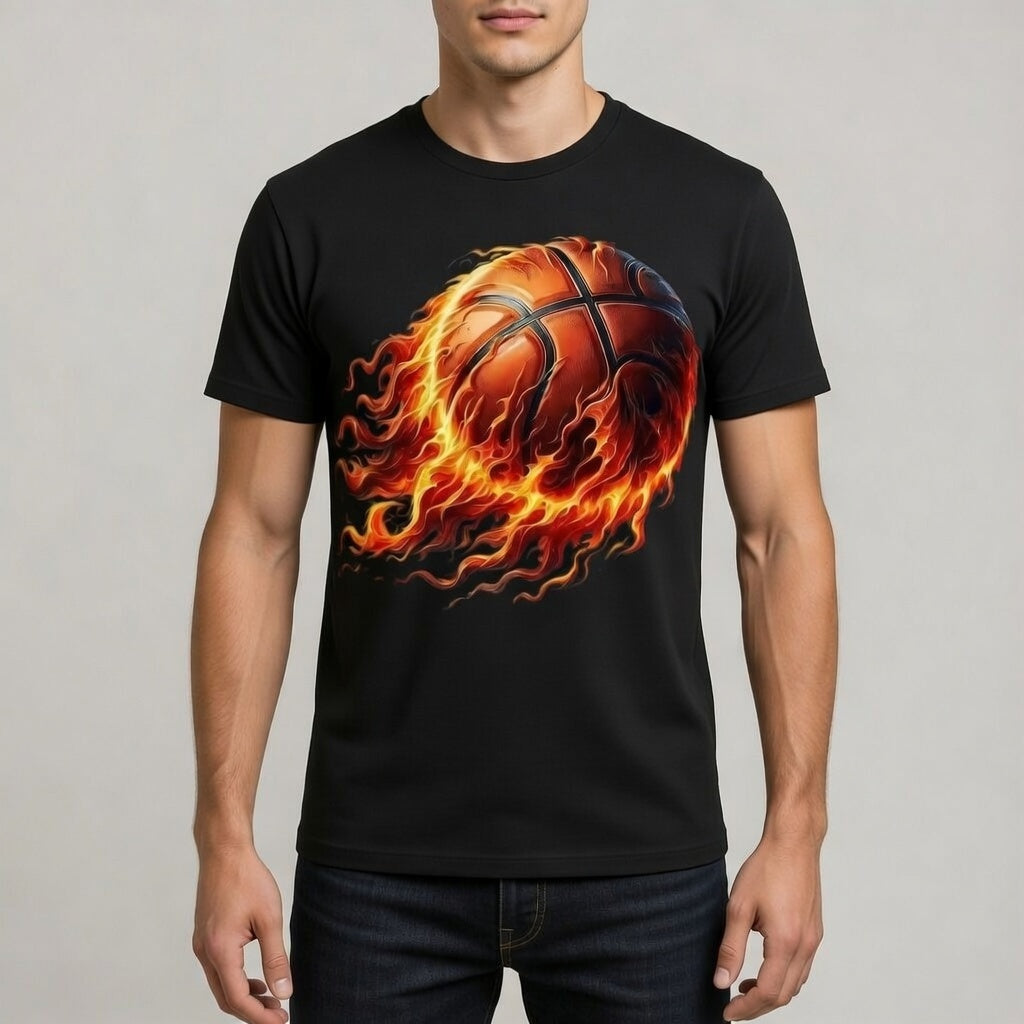 Flaming Basketball – High‑Energy Sports Graphic Tee