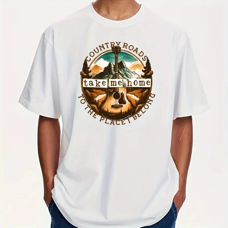 Country Roads – Take Me Home Scenic Guitar Tee