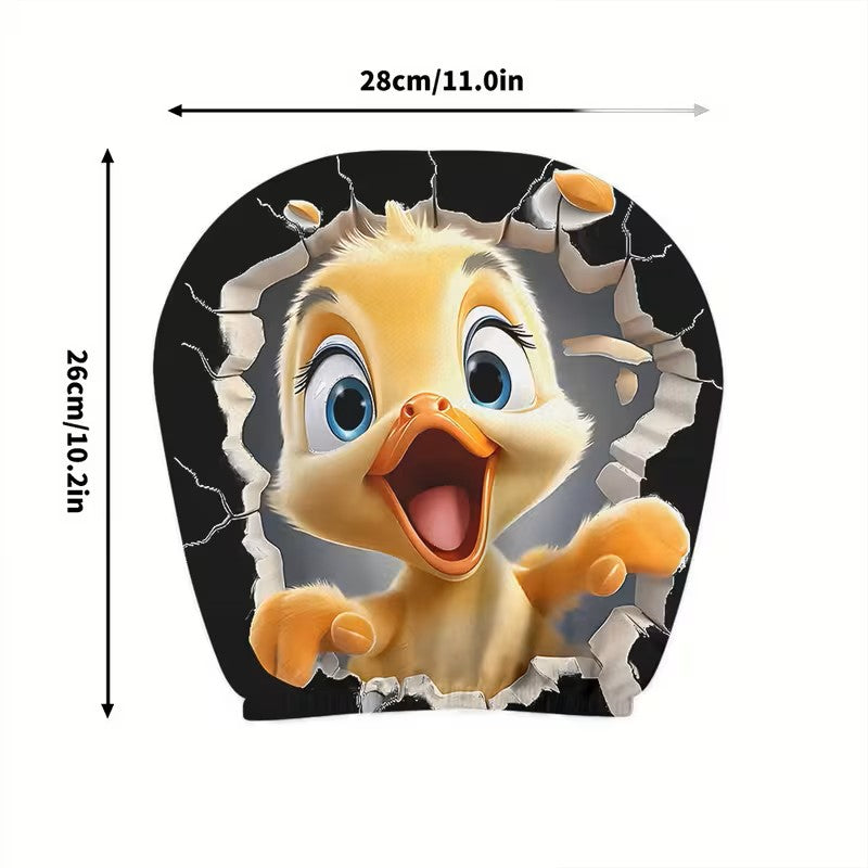 Duckling Breakthrough Car Headrest Covers – 3D Cartoon Design (Set of 2)