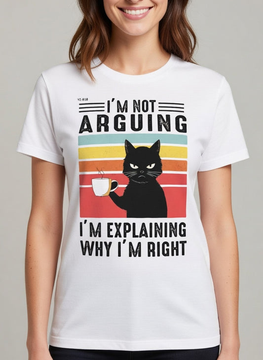 I’m Not Arguing – Black Cat Retro Coffee Tee
