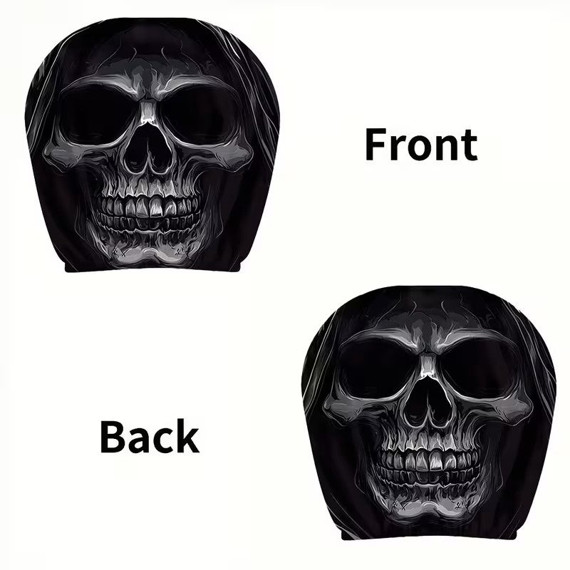 Grim Skull Car Headrest Covers – Hooded Reaper Design (Set of 2)