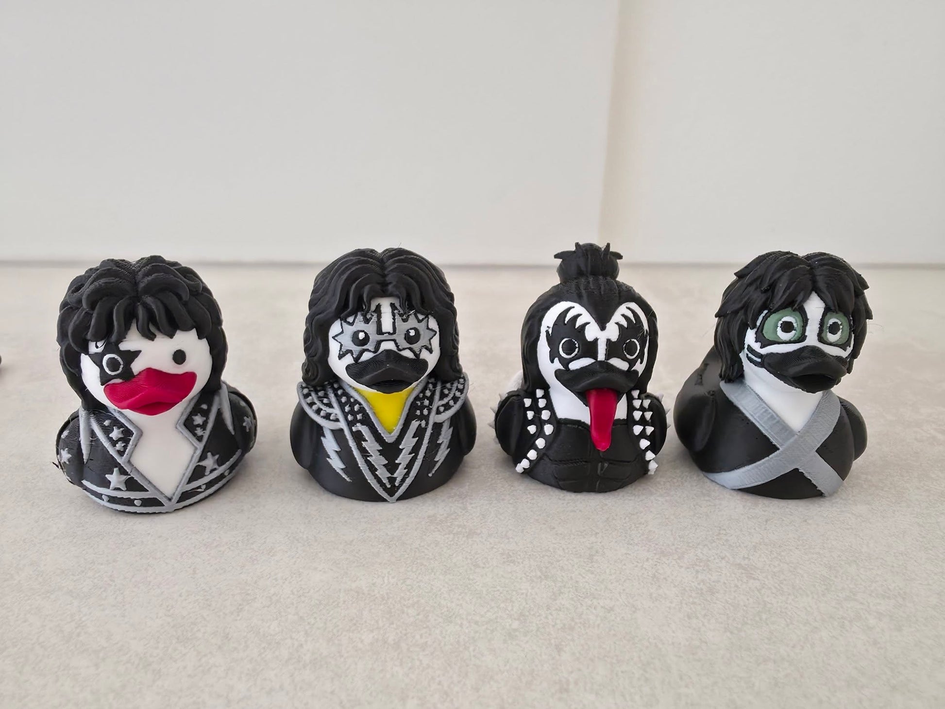 3D printed KISS duck set featuring all four band members in full face paint