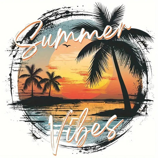 Summer Vibes – Tropical Sunset Palm Tree Tee