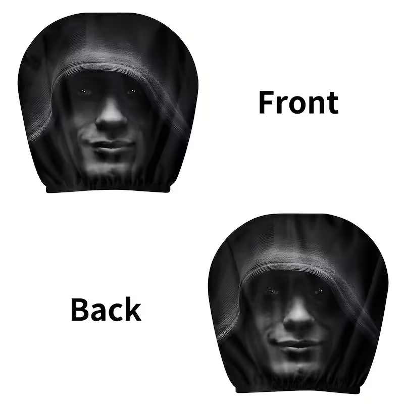 Hooded Figure Car Headrest Covers – Realistic Illusion Set (2‑Pack)