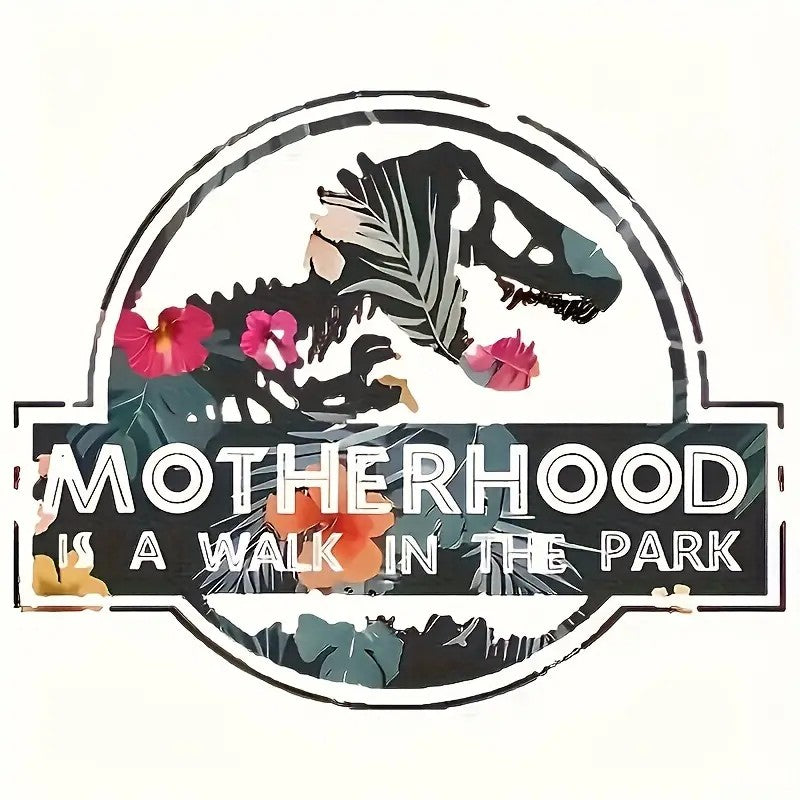 Motherhood Is a Walk in the Park – Floral Dino Mom Tee
