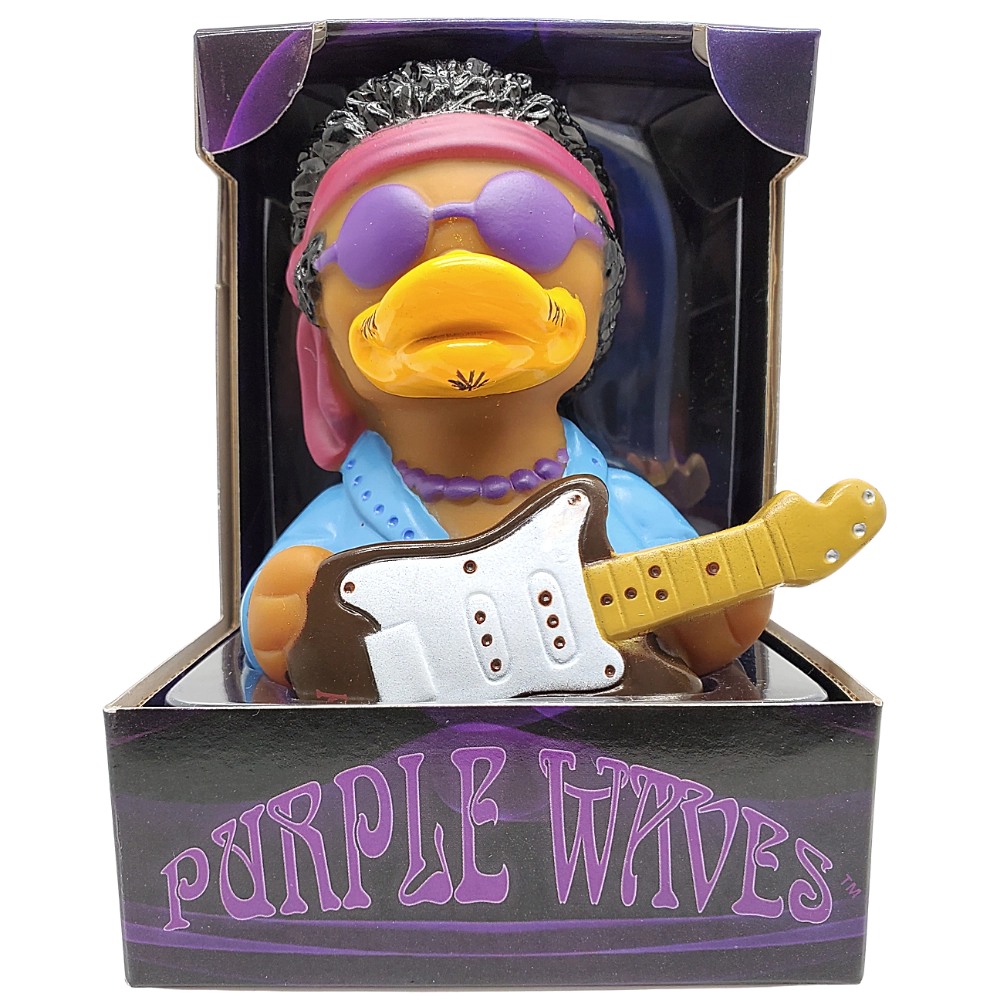 Purple Waves Rubber Duck Collectible - Groovy Rock 'n' Roll Icon!