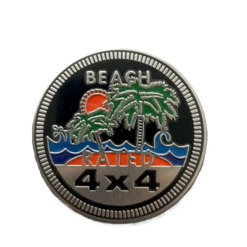 "Beach Rated 4x4 Adventure Badge - Perfect for Off-Road Enthusiasts!"