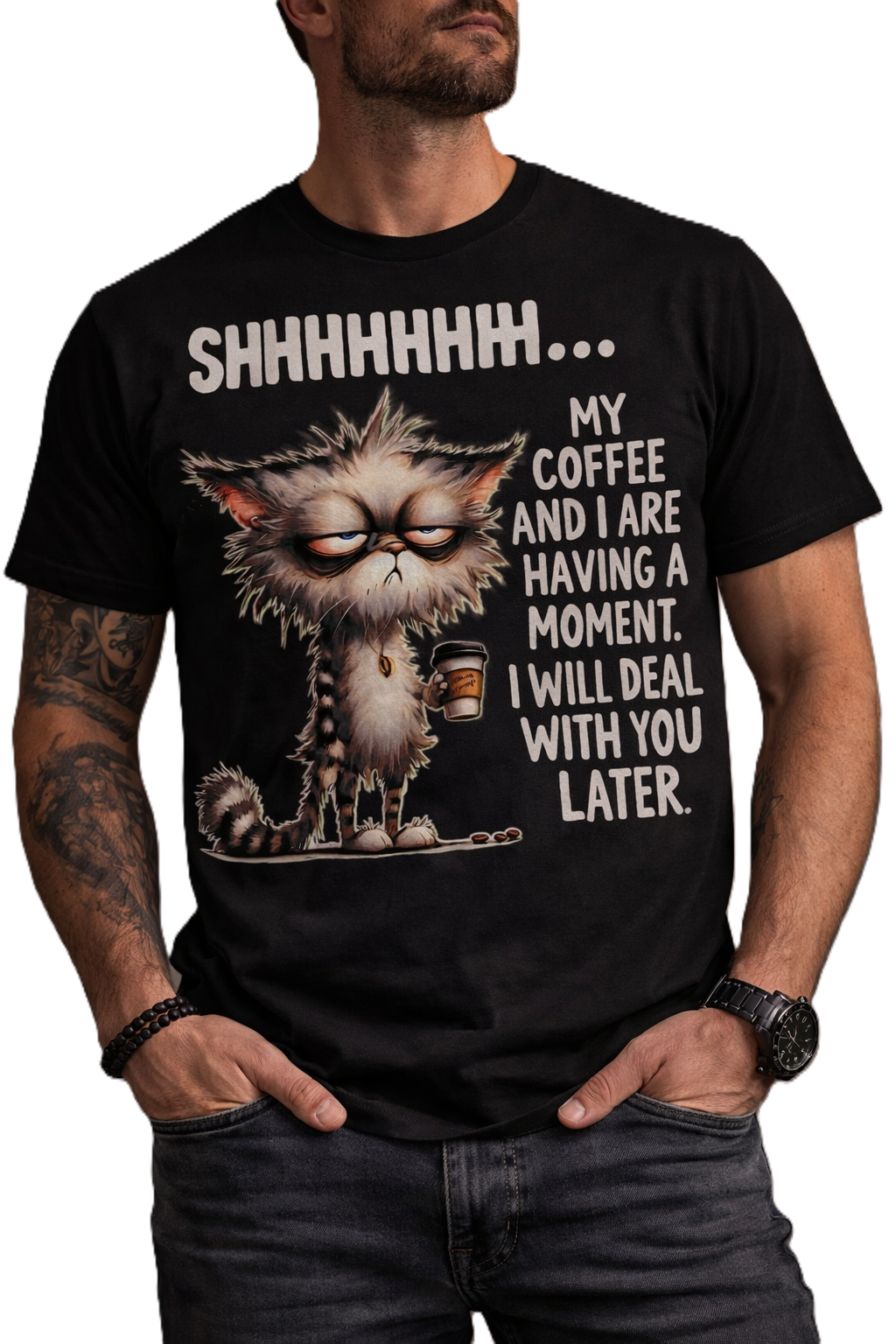 My Coffee and I Are Having a Moment – Grumpy Cat Humor Tee