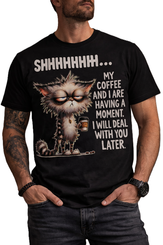 My Coffee and I Are Having a Moment – Grumpy Cat Humor Tee