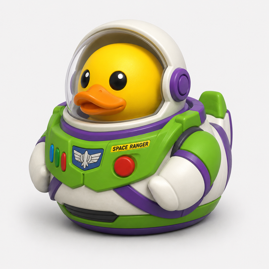 Space Ranger Duck 3D printed astronaut duck figure in green and white space suit