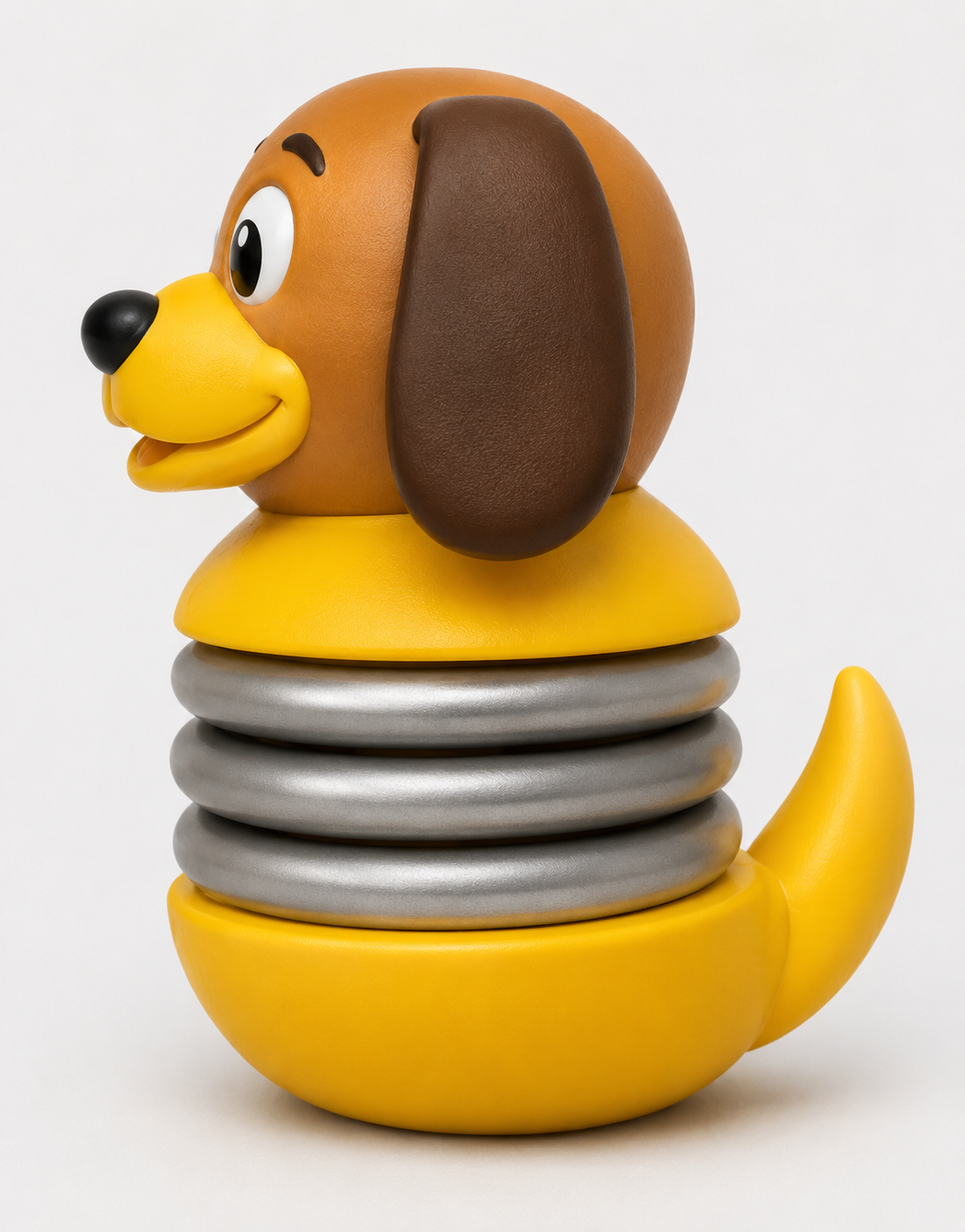 Slinky Dog Duck 3D printed figure side view showing spring body