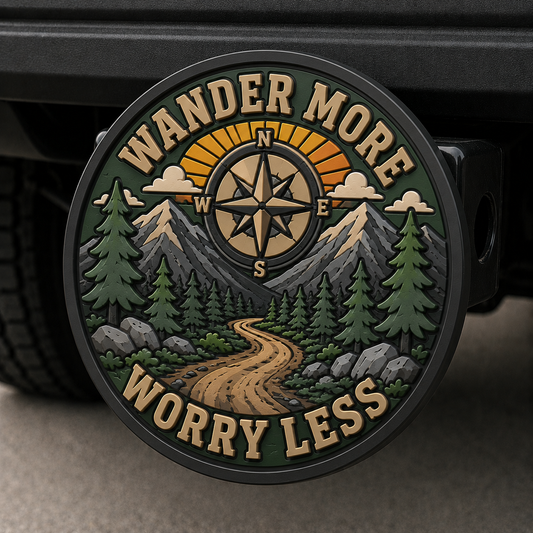 Wander More Worry Less Hitch Cover