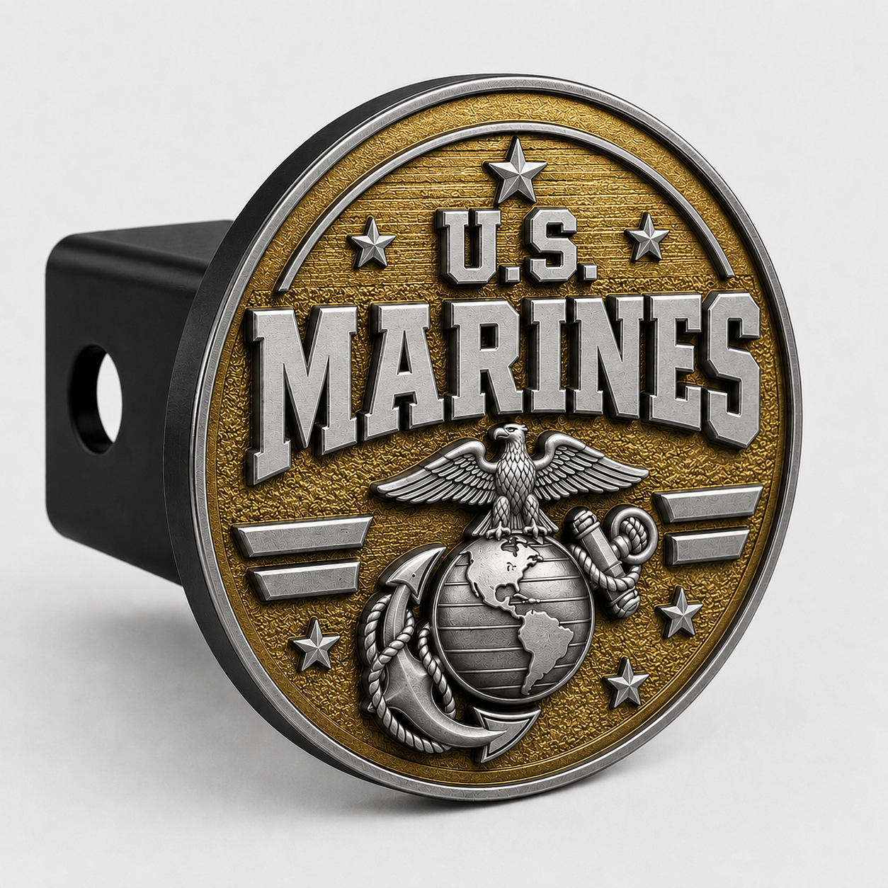 U.S. Marines hitch cover with embossed Eagle, Globe and Anchor emblem
