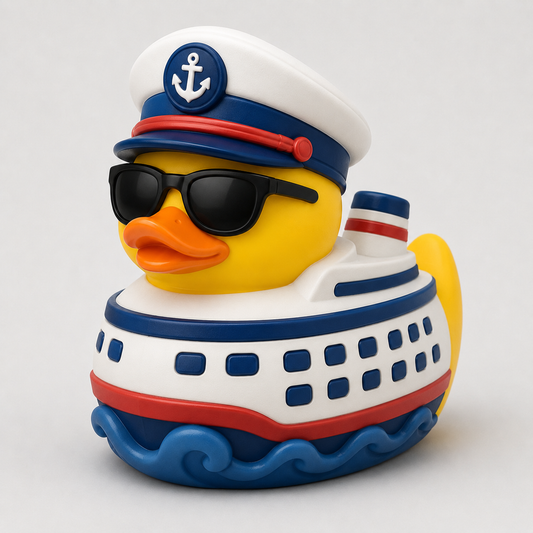 Cruise ship captain rubber duck with anchor hat and ship body