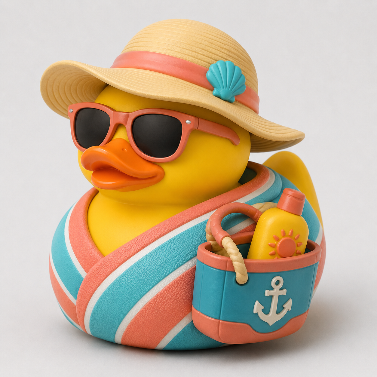 3D printed beach day rubber duck side view