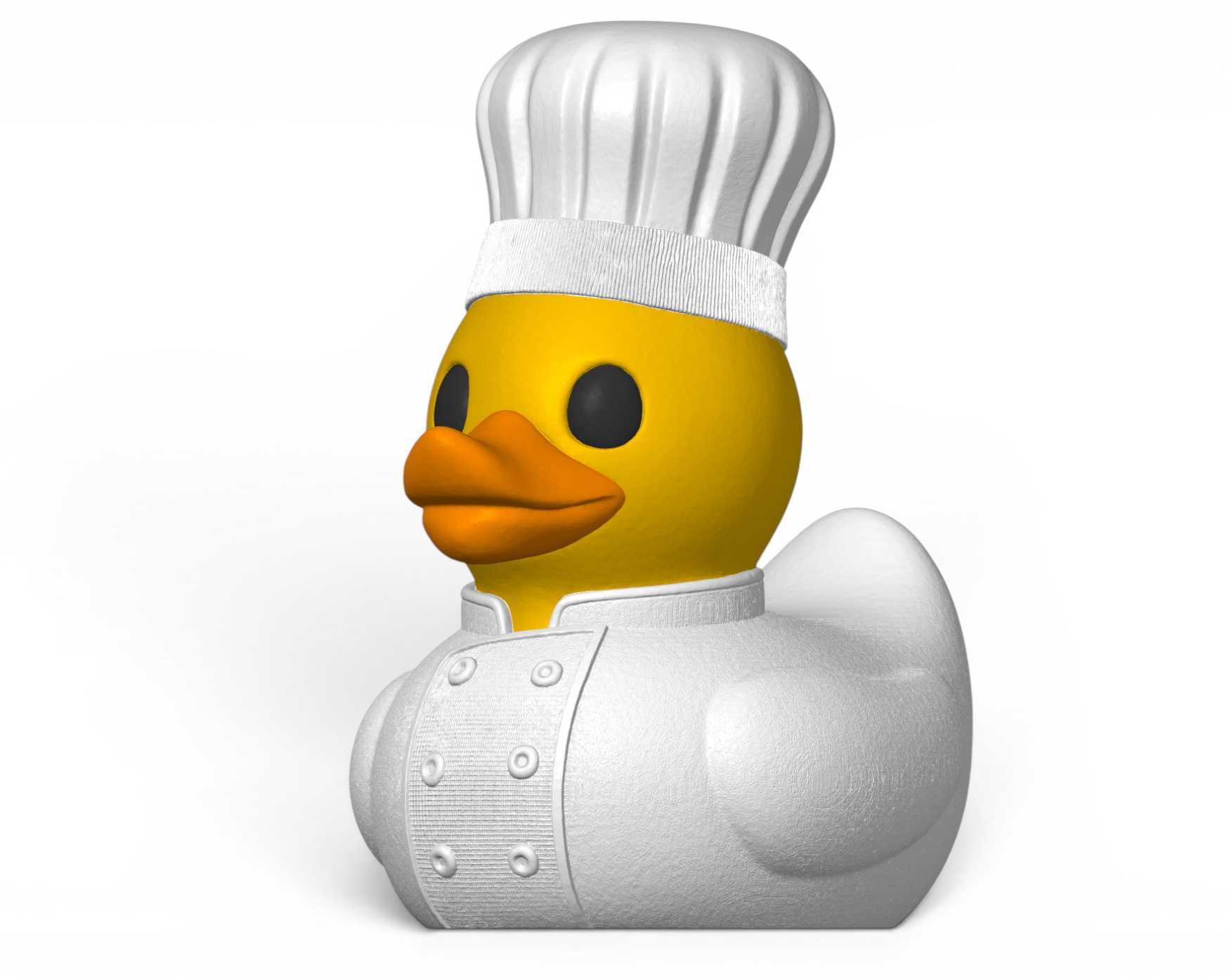Chef Duck in white chef coat and tall toque hat