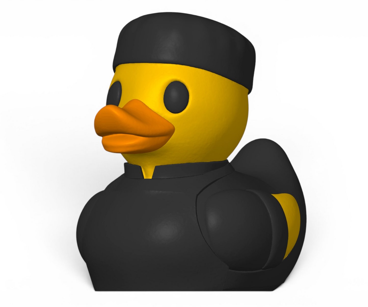 Ninja Duck in all-black ninja uniform and cap