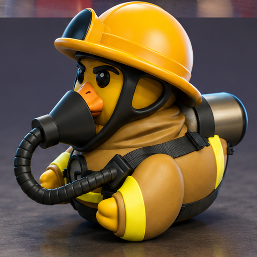 Firefighter Jeep Duck side view with breathing apparatus