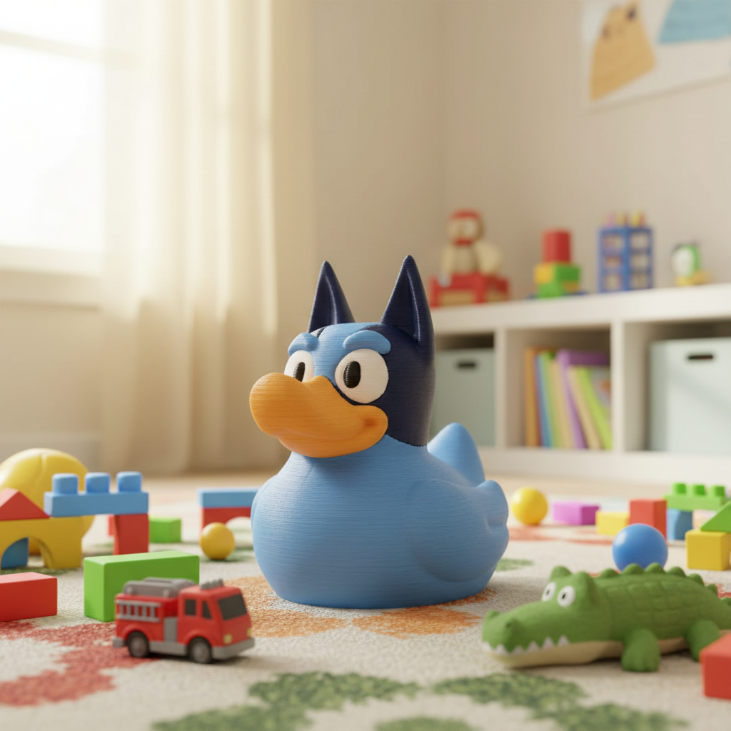 Bluey Duck with Playroom Background