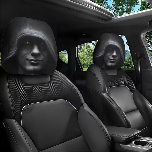 Hooded Figure Car Headrest Covers – Realistic Illusion Set (2‑Pack)