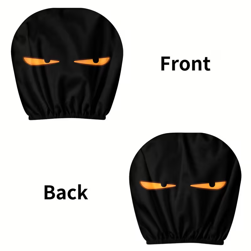 Glowing Eyes Car Headrest Covers – Mischievous Look (Set of 2)