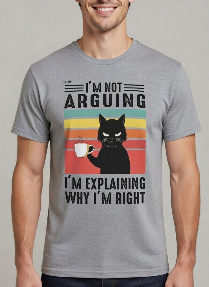 I’m Not Arguing – Black Cat Retro Coffee Tee