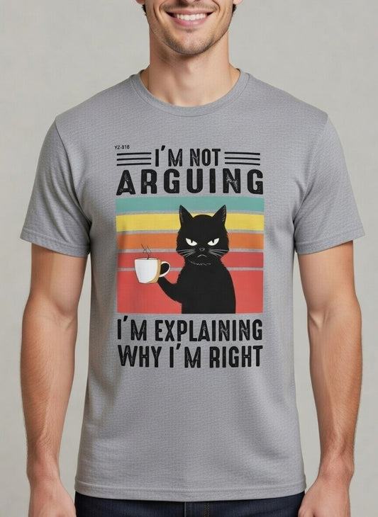 I’m Not Arguing – Black Cat Retro Coffee Tee