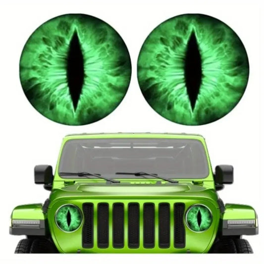 "Jeep Green Cat Eye Headlight Covers - Awaken the Beast Within! 🐾🚙"