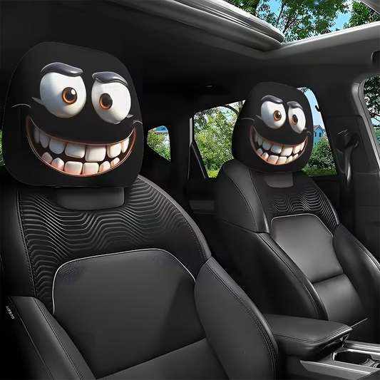 Smiley Face Car Headrest Covers – Funny Interior Upgrade (Set of 2)
