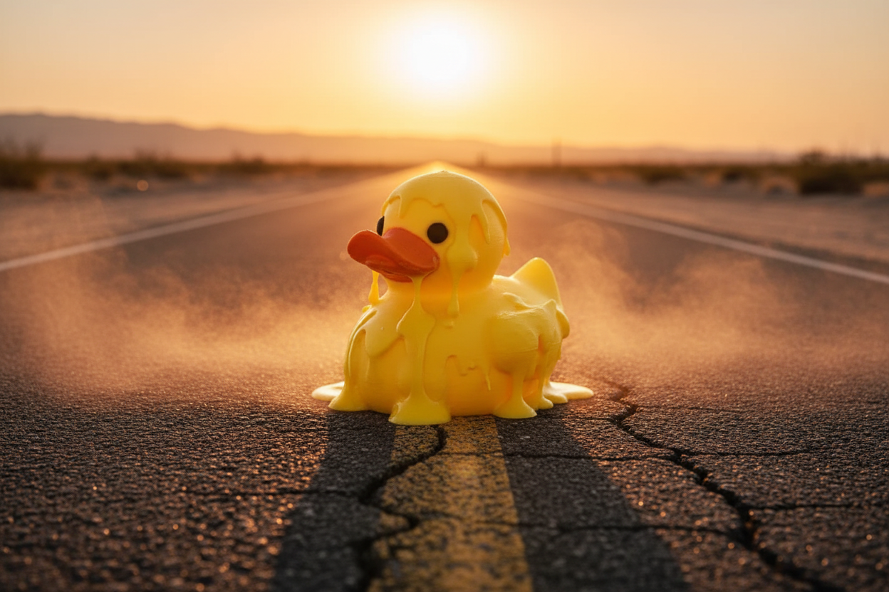 Melted Duck in Desert Scene