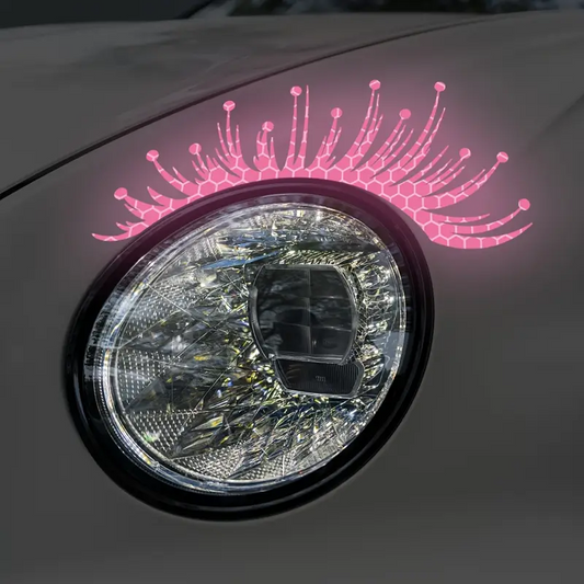 "Pink Reflective Eyelash Vinyl Decals - Glam Up Your Jeep! 🌸✨"