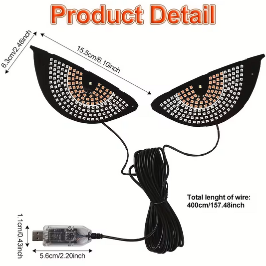Jeep Rear Window LED “Eyes” Display – USB Powered, Multi‑Mode