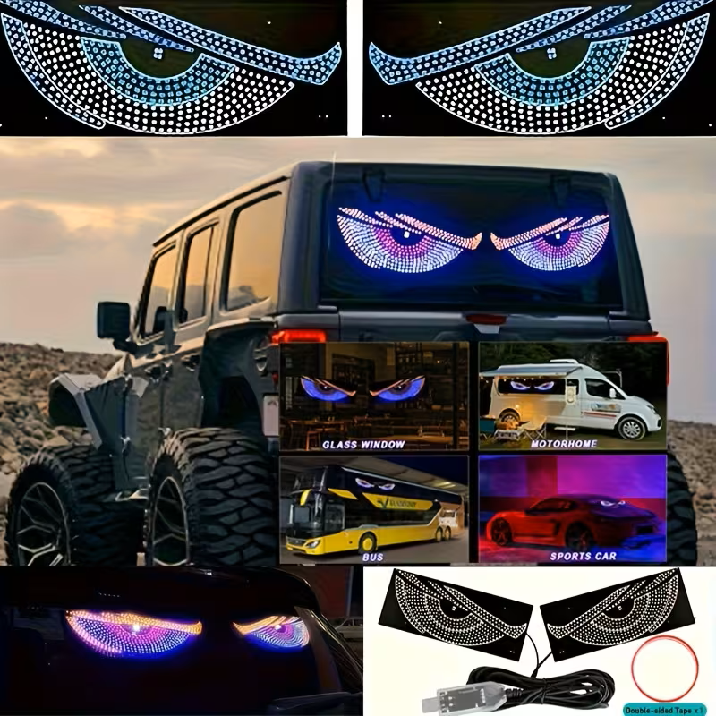 2 PC Devil’s Eye Car LED Accent Lights – Multi‑Mode USB Eyes